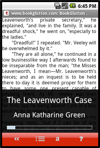 BookGlutton's Mobile Reading Experience w/ Toolbar